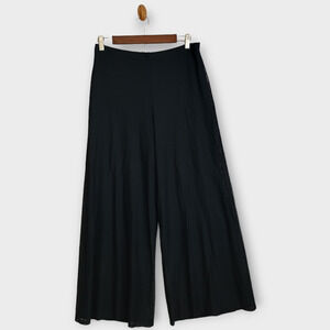 Tadashi Pants Women's Medium Black Wide Leg Sheer Mesh Overlay Palazzo Pull Ons